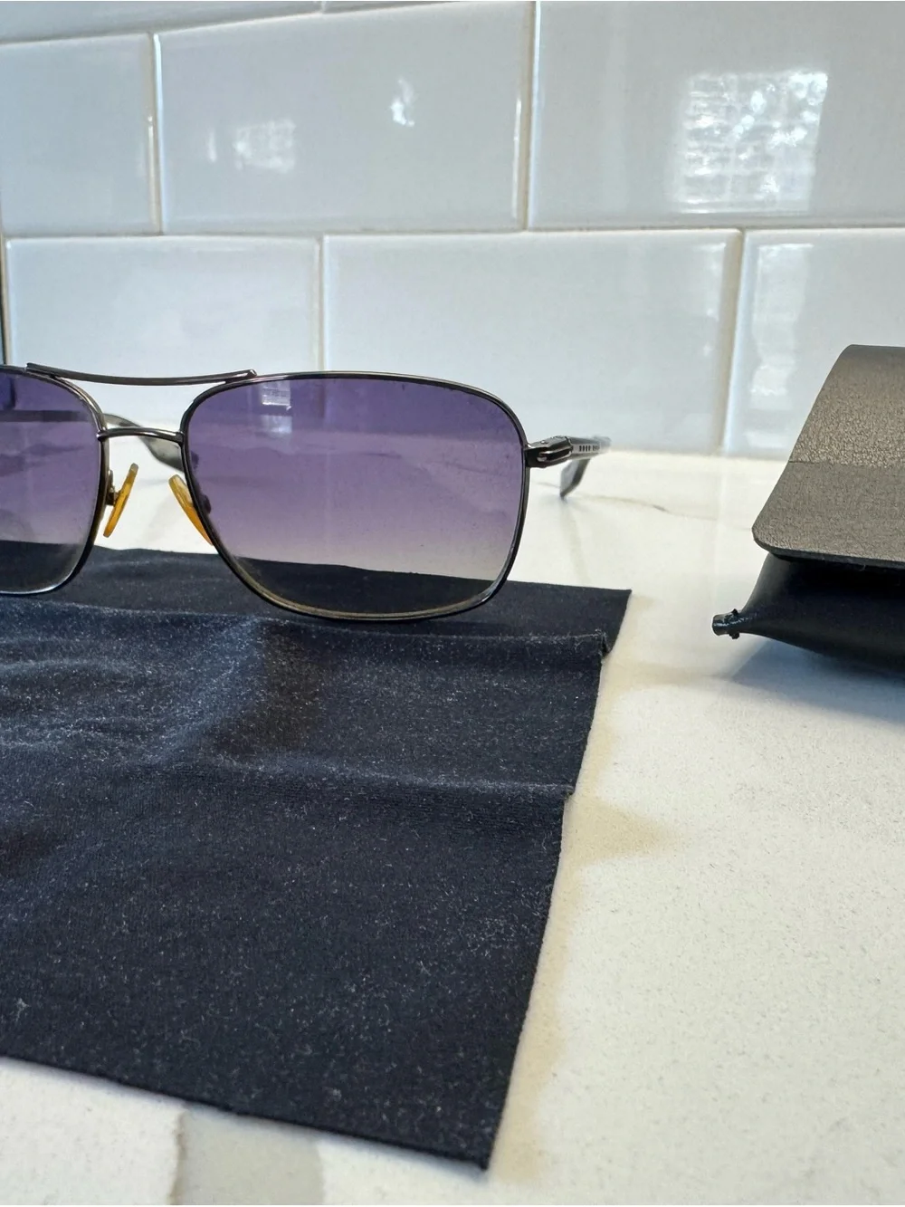 Hugo Boss Men's Sunglasses Purple Gradient Lenses Silver Frame